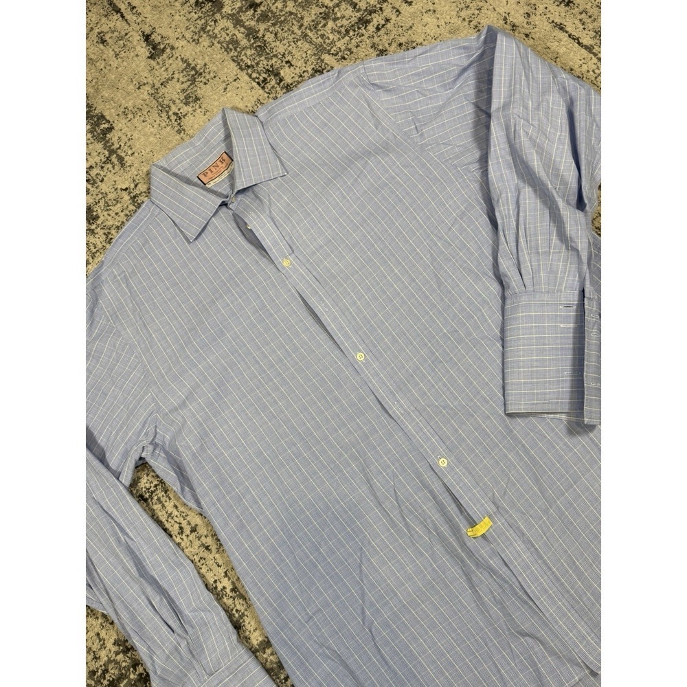 Thomas Pink Jermyn Street London Blue Check Dress Shirt Men 18 37 Made Ireland
